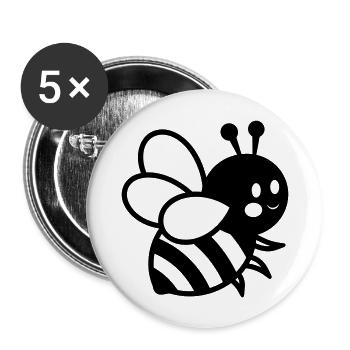 Biene - Buttons groß 56 mm (5er Pack) - Weiß - Vorne