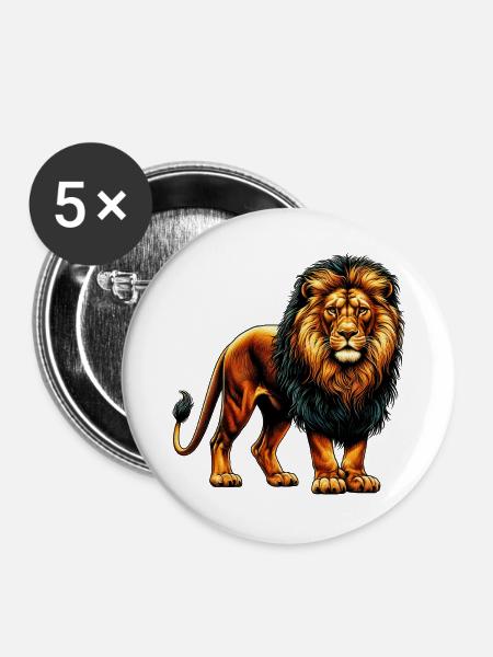 Löwe - Buttons groß 56 mm (5er Pack) - Weiß