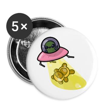 Teddy kidnappé par OVNI Uap - Lot de 5 grands badges (56 mm) - blanc - Devant