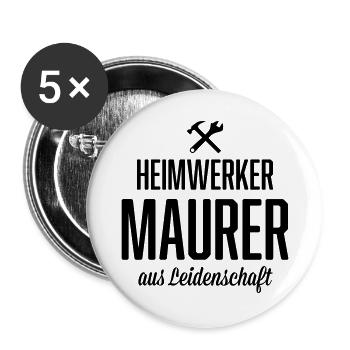Heimwerker Maurer - Buttons groß 56 mm (5er Pack) - Weiß - Vorne