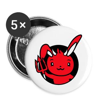 Hase Teufel Dämon Böse Satan Hölle Dreizack Kostüm - Buttons groß 56 mm (5er Pack) - Weiß - Vorne