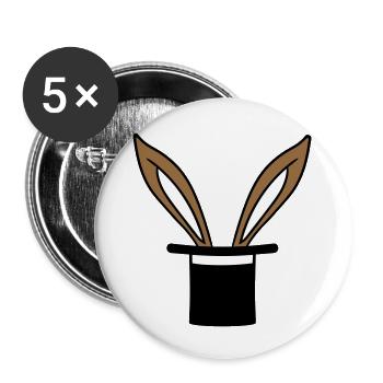 Hase Zylinder Hut Zauberer Kaninchen zaubern Trick - Buttons groß 56 mm (5er Pack) - Weiß - Vorne