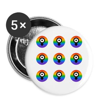 Feministische Ikonen - Regenbogenflagge - Buttons groß 56 mm (5er Pack) - Weiß - Vorne