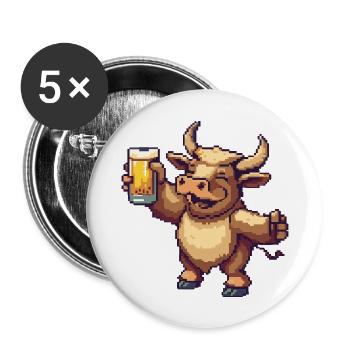 Bière Taurus Pixel - Lot de 5 grands badges (56 mm) - blanc - Devant