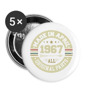Anniversaire avril 1967 - Cadeau d’anniversaire 58 - Lot de 5 grands badges (56 mm) - blanc - Devant