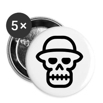 Schädel - Buttons groß 56 mm (5er Pack) - Weiß - Vorne