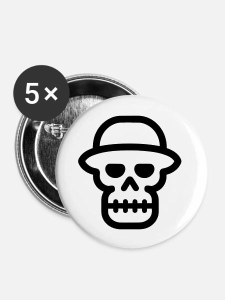 Schädel - Buttons groß 56 mm (5er Pack) - Weiß