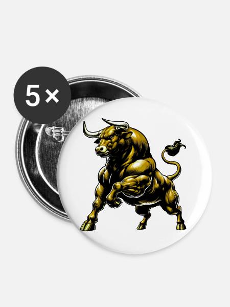 Stier - Buttons groß 56 mm (5er Pack) - Weiß