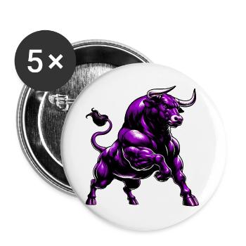 Stier - Buttons groß 56 mm (5er Pack) - Weiß - Vorne