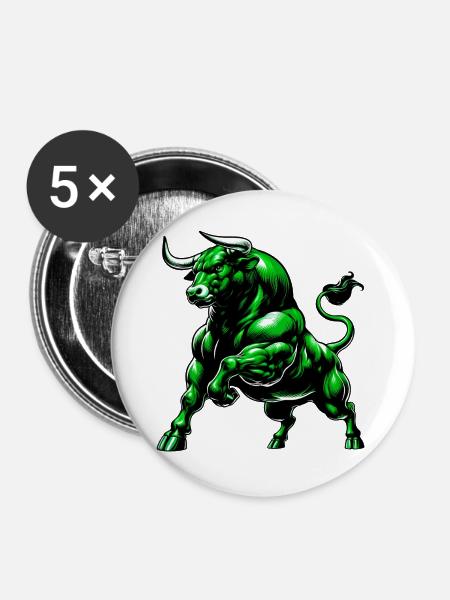 Stier - Buttons groß 56 mm (5er Pack) - Weiß