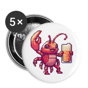 Crabe de homard Pixel Beer - Lot de 5 grands badges (56 mm) - blanc - Devant