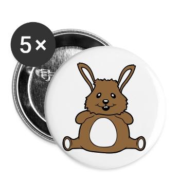 Bunny Chubby Fat Fat Round Overweight Hungry - Buttons large 2.2''/56 mm (5-pack) - white - Front
