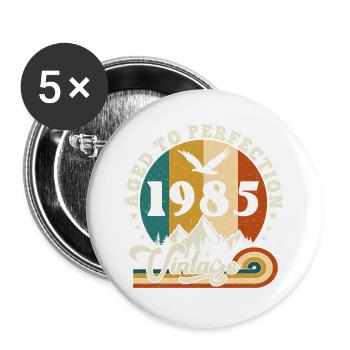 Jahrgang Geburtstag 1986 - Geburtstag 2025. - Buttons groß 56 mm (5er Pack) - Weiß - Vorne