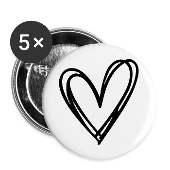 Heart - Buttons large 2.2''/56 mm (5-pack) - white - Front