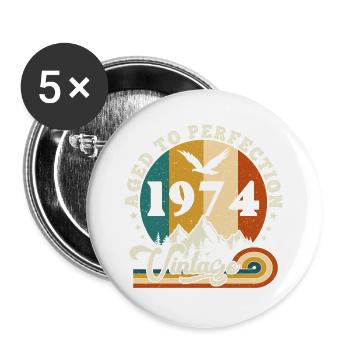 Vintage Birthday in 1975 - Birthday 2025. - Buttons large 2.2''/56 mm (5-pack) - white - Front