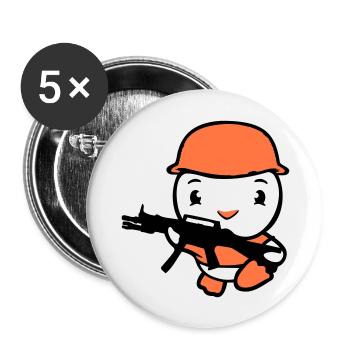 Duck Soldier Army Professional Soldier Helmet Gun Running - Buttons large 2.2''/56 mm (5-pack) - white - Front