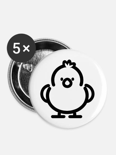 Küken - Buttons groß 56 mm (5er Pack) - Weiß