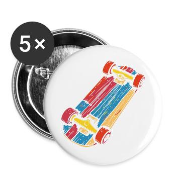 Skateboard Graphic Vintage Look - Lot de 5 grands badges (56 mm) - blanc - Devant