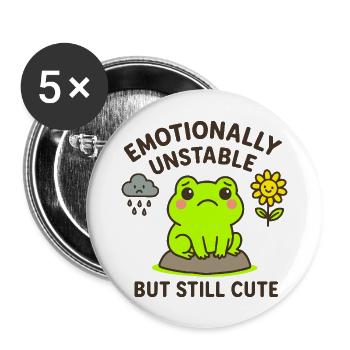 emotionally unstable - but still cute - Buttons large 2.2''/56 mm (5-pack) - white - Front