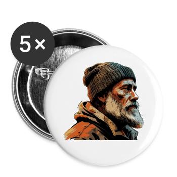 Vieil homme Capitaine Hambourg St Pauli Ouvrier portuaire - Lot de 5 grands badges (56 mm) - blanc - Devant