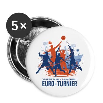 Tournoi de basket-ball - Lot de 5 grands badges (56 mm) - blanc - Devant