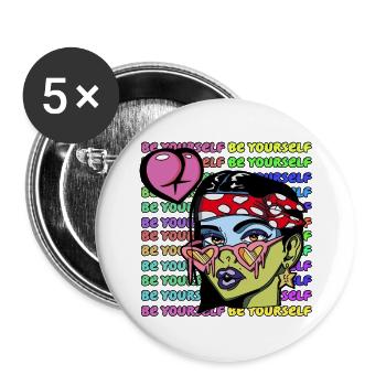 Be yourself - Buttons large 2.2''/56 mm (5-pack) - white - Front