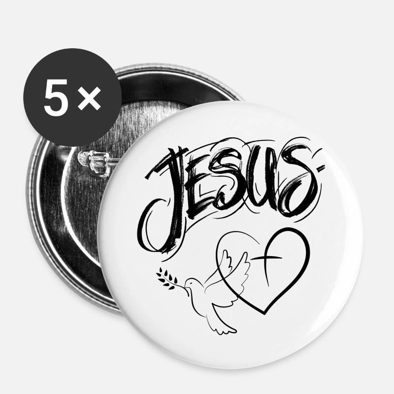 Jesus Graffitti - Buttons large 2.2''/56 mm (5-pack) - white
