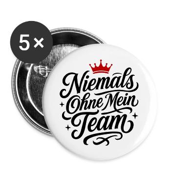 Mein Team Spruch - Buttons groß 56 mm (5er Pack) - Weiß - Vorne