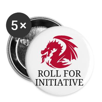 Roll For Initiative – Feuerdrache - Buttons groß 56 mm (5er Pack) - Weiß - Vorne