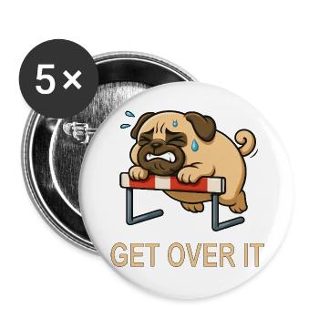 Pug Hurdle Hurdle Hurdler Saying - Buttons large 2.2''/56 mm (5-pack) - white - Front