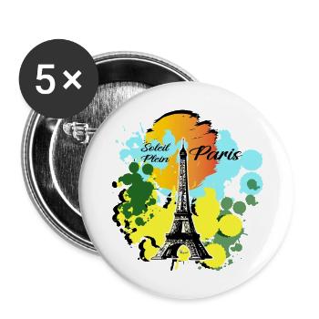 Soleil Plein - Lot de 5 grands badges (56 mm) - blanc - Devant