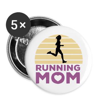 Running mom - Lot de 5 grands badges (56 mm) - blanc - Devant