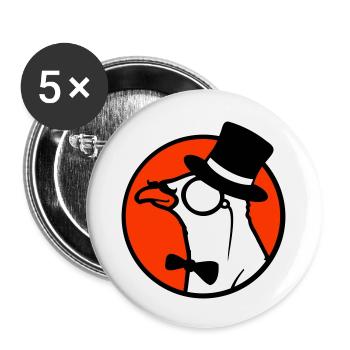 Sir Bird chapeau haut de forme Monocle Lunettes Rich M. - Lot de 5 grands badges (56 mm) - blanc - Devant
