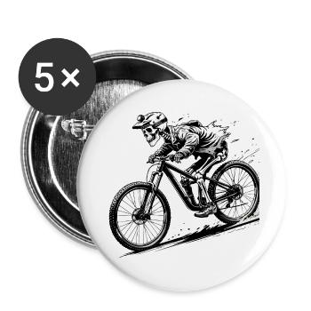 Mountainbike Fahrrad Biken Downhill Sport Abfahrt - Buttons groß 56 mm (5er Pack) - Weiß - Vorne