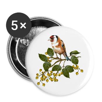 Bunter Vogel - Buttons groß 56 mm (5er Pack) - Weiß - Vorne