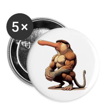 Proboscis monkey tough - Buttons large 2.2''/56 mm (5-pack) - white - Front