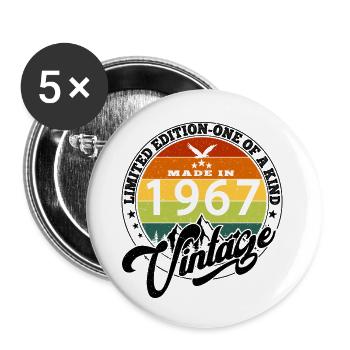 1967 Anniversaire Né en 1967 vintage Rétro. Editio - Lot de 5 grands badges (56 mm) - blanc - Devant