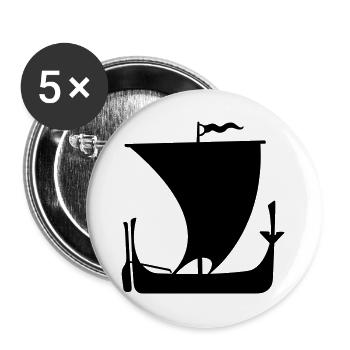 Viking boat in heraldic shadow style – Stoer Symb - Buttons large 2.2''/56 mm (5-pack) - white - Front