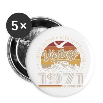 1971 Geschenk 54. Jubiläum 1971 Jahrgang 1971 - Buttons groß 56 mm (5er Pack) - Weiß - Vorne