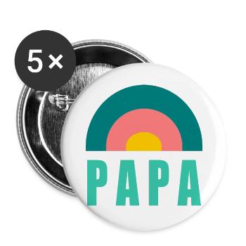 VATERTAG. FROHER VATERTAG. PAPA. ALLES GUTE ZUM GEBURTSTAG. - Buttons groß 56 mm (5er Pack) - Weiß - Vorne