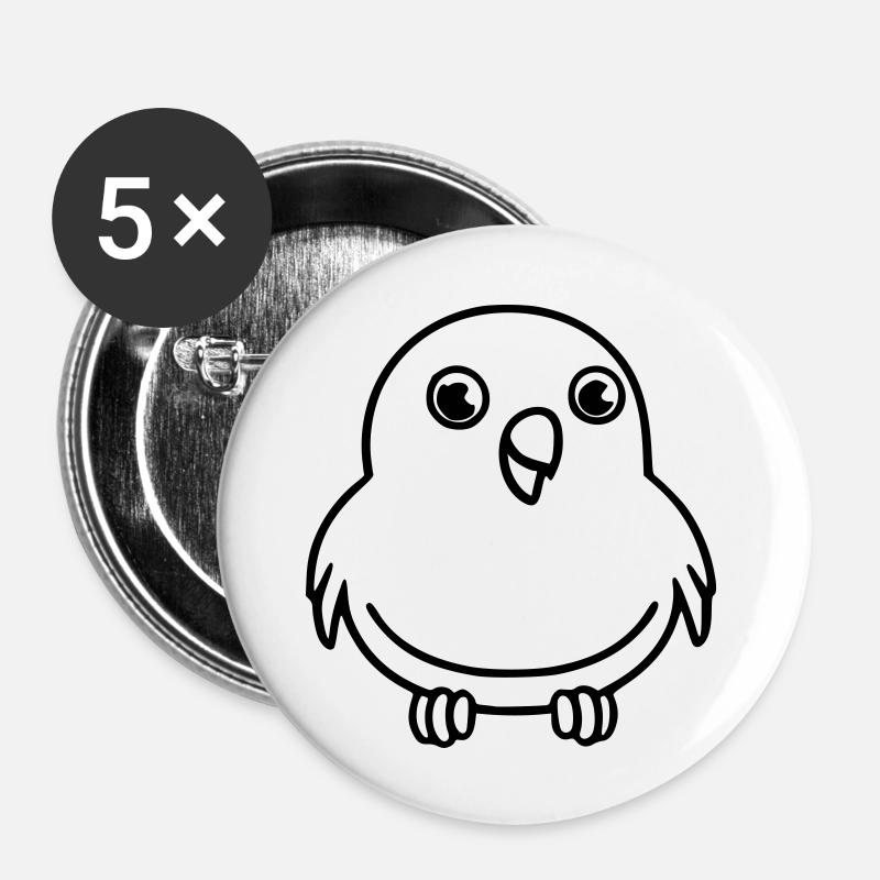 Chubby canary as vector illustration - Buttons large 2.2''/56 mm (5-pack) - white