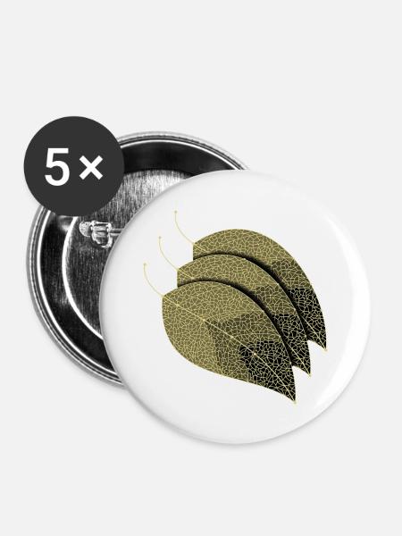 Blätter Dekorativ - Buttons groß 56 mm (5er Pack) - Weiß