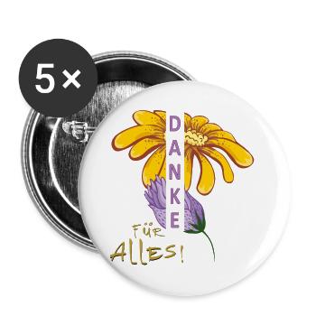 Danke für alles - Buttons groß 56 mm (5er Pack) - Weiß - Vorne