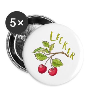 Cerises - Lot de 5 grands badges (56 mm) - blanc - Devant