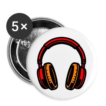 Kopfhörer Symbol Musik - Buttons groß 56 mm (5er Pack) - Weiß - Vorne