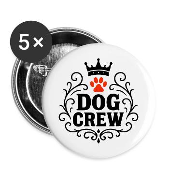Hunde Crew - Buttons groß 56 mm (5er Pack) - Weiß - Vorne