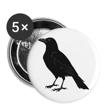 black bird - Buttons large 2.2''/56 mm (5-pack) - white - Front