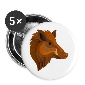 Sanglier Portrait Expressif Habitant de la Forêt - Lot de 5 grands badges (56 mm) - blanc - Devant