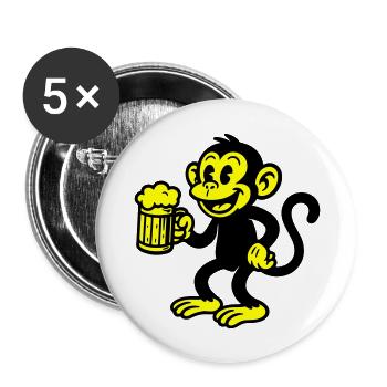 Monkey Beer Drinking - Lot de 5 grands badges (56 mm) - blanc - Devant