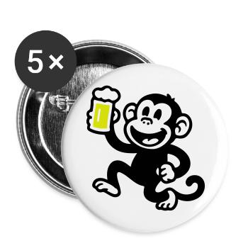 Bière de singe drôle - Lot de 5 grands badges (56 mm) - blanc - Devant